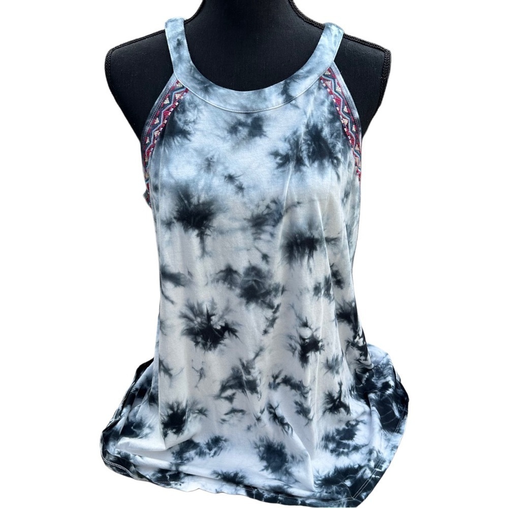 NWT Torrid Halter Sleeveless Tunic HighNeck Embroidered BlackWhite TieDye 12 L 0 - Picture 5 of 16